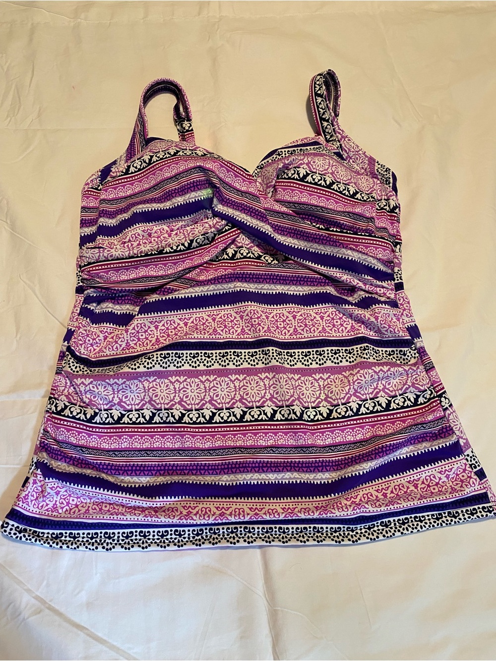 Striped Purple & Pink Tankini Top